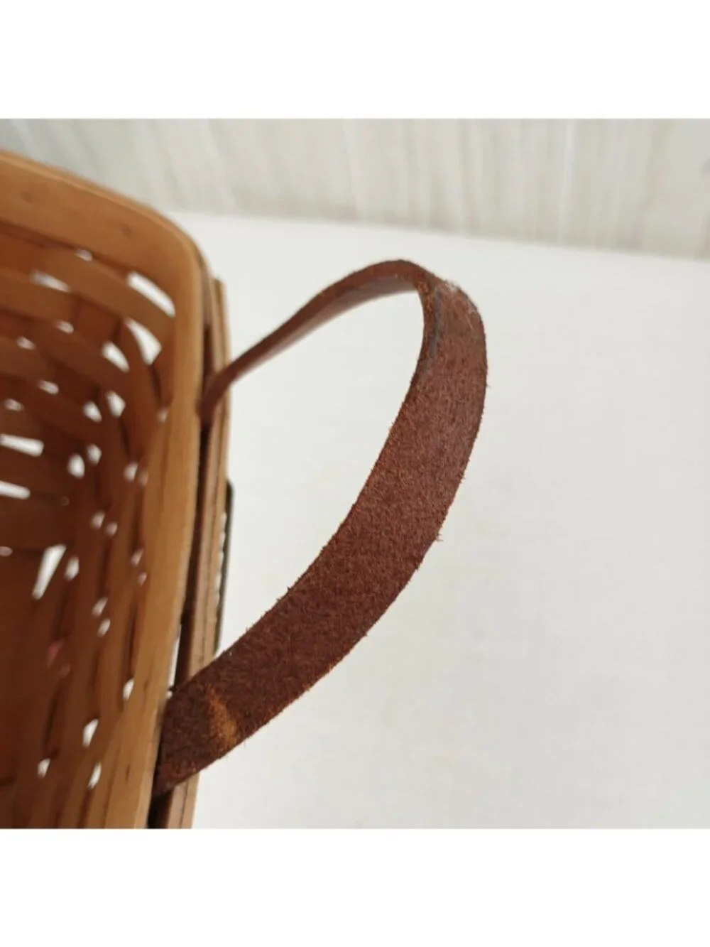 Vintage 1996 Longaberger Wall Hanging Leather Handle Basket Signed